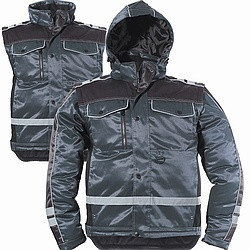 PARKA Grau/Schwarz + abnehmbare Ärmel